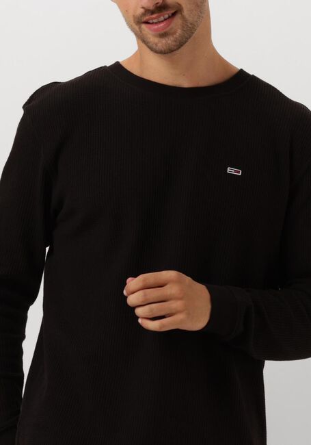 Zwarte TOMMY JEANS Trui TJM REG WAFFLE L/S TEE - large