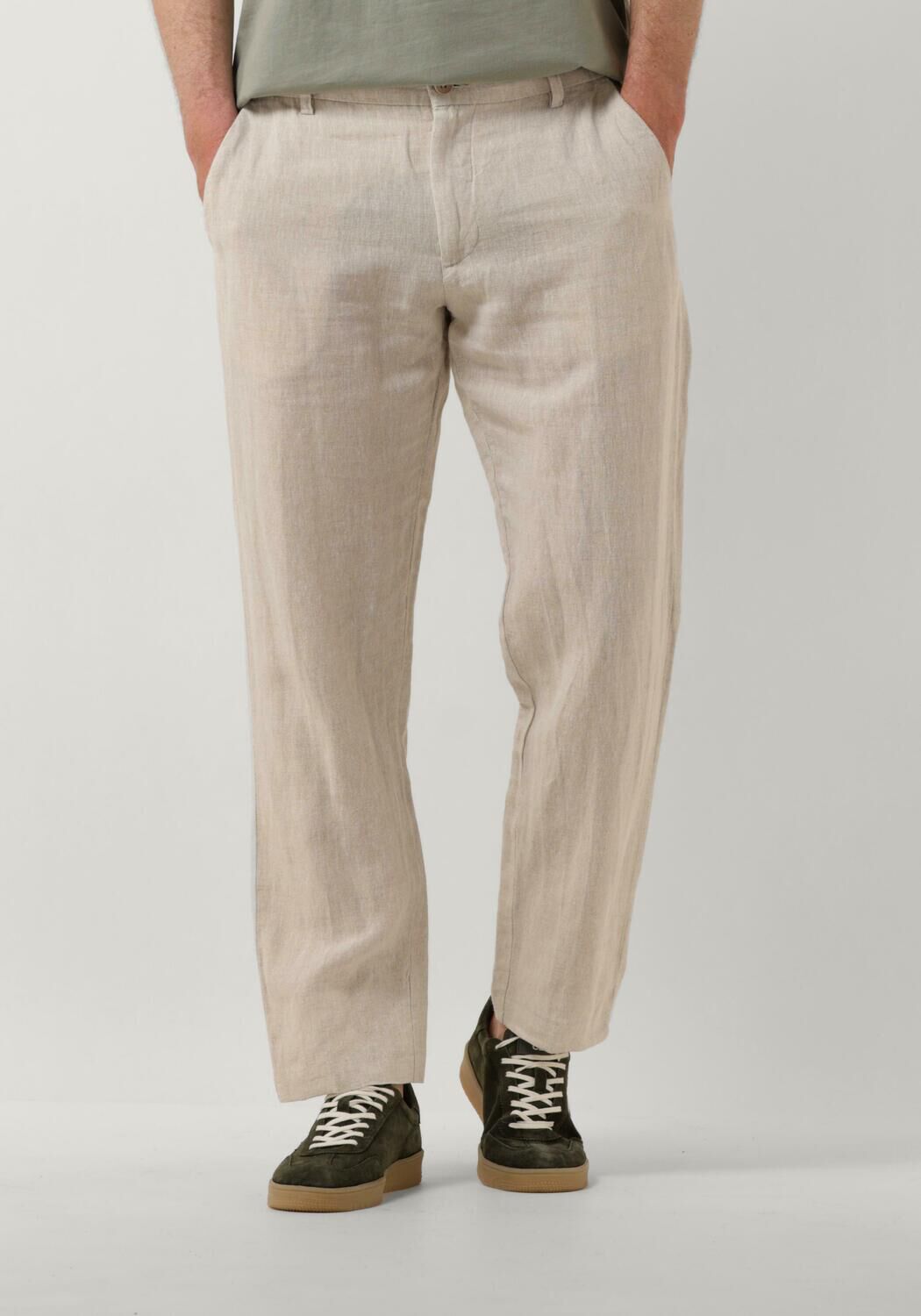 SELECTED HOMME Heren Broeken Slh196-straight Mads Linen Pant Beige