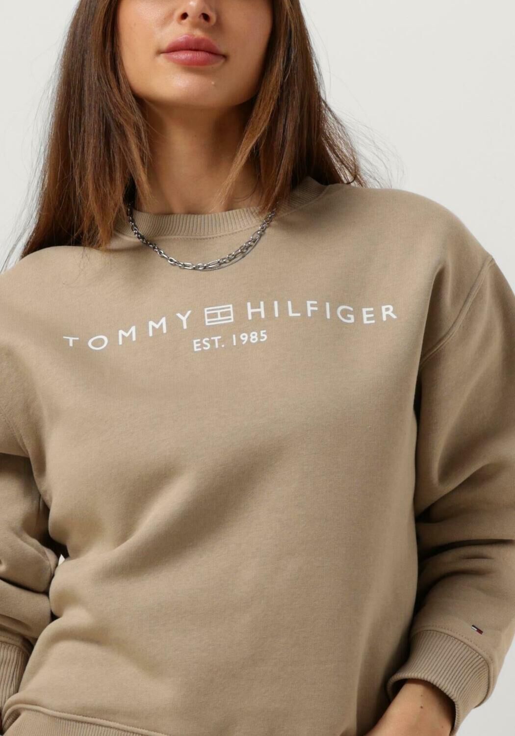 TOMMY HILFIGER Dames Truien & Vesten Mdrn Reg Corp Logo C-nk Swtshrt Beige