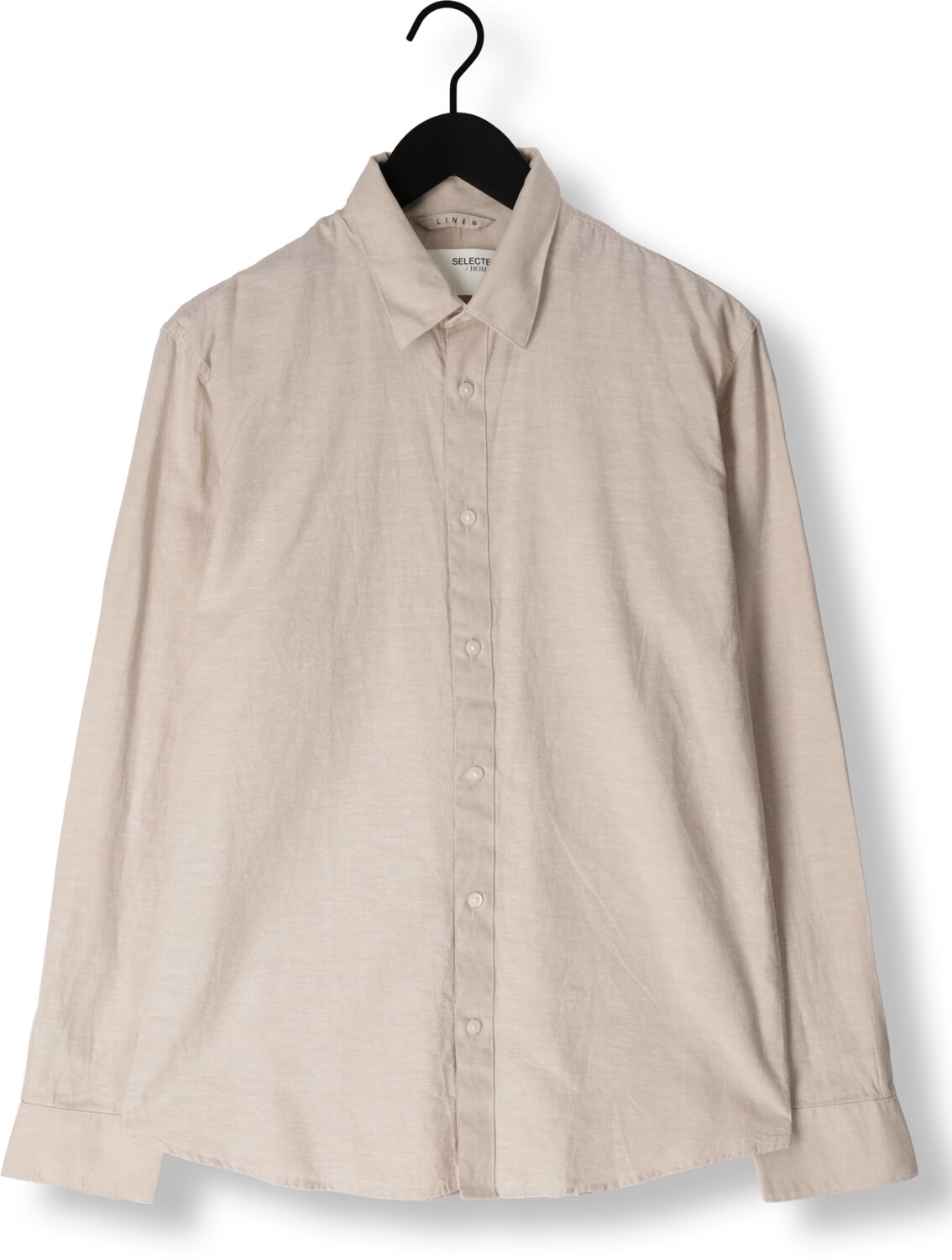 SELECTED HOMME Heren Overhemden Slhslimnew-linen Shirt Ls Noos Beige