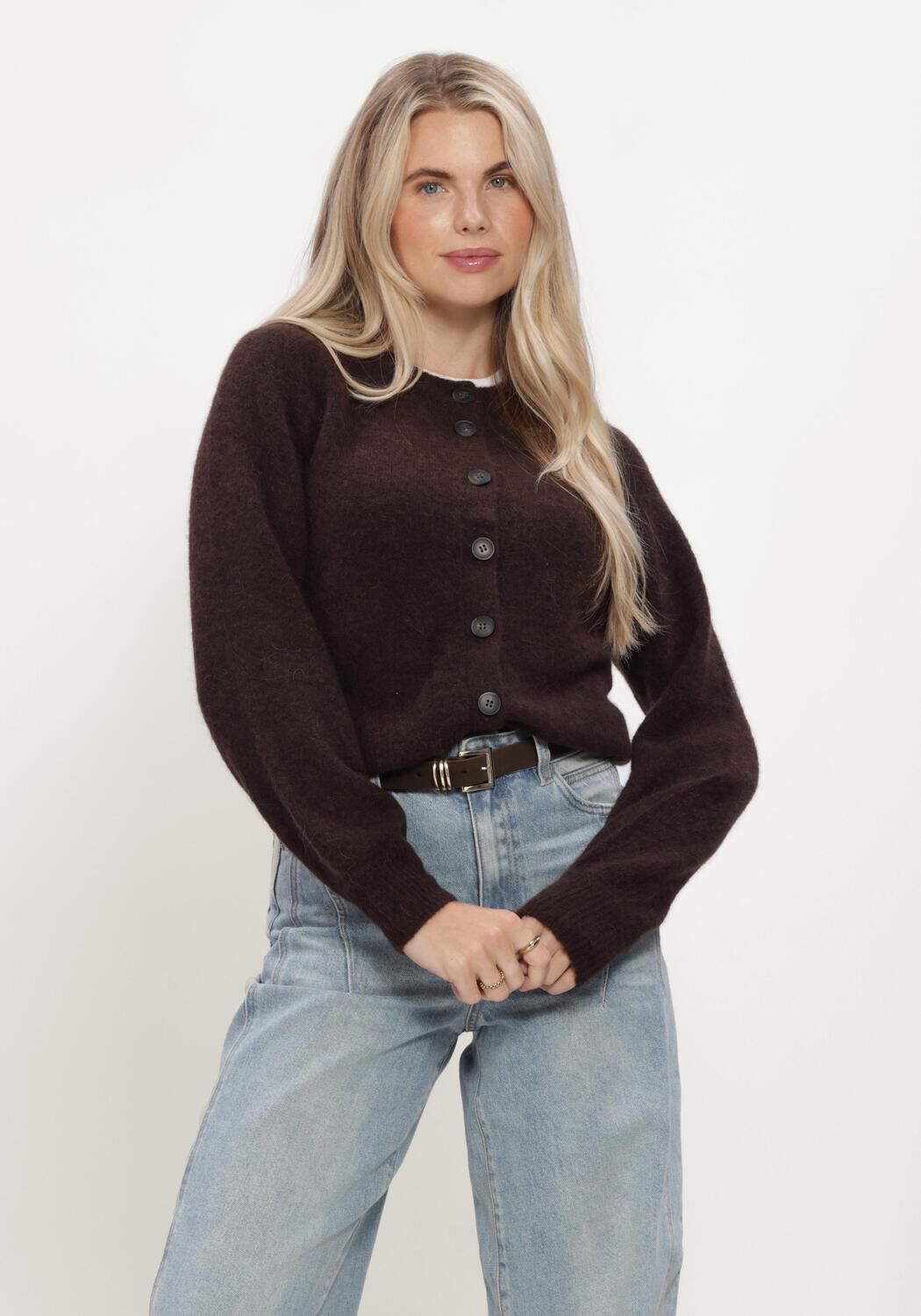 Y.A.S. YAS Dames Truien & Vesten Yasjohi Ls Wool Blend Cardigan Bruin