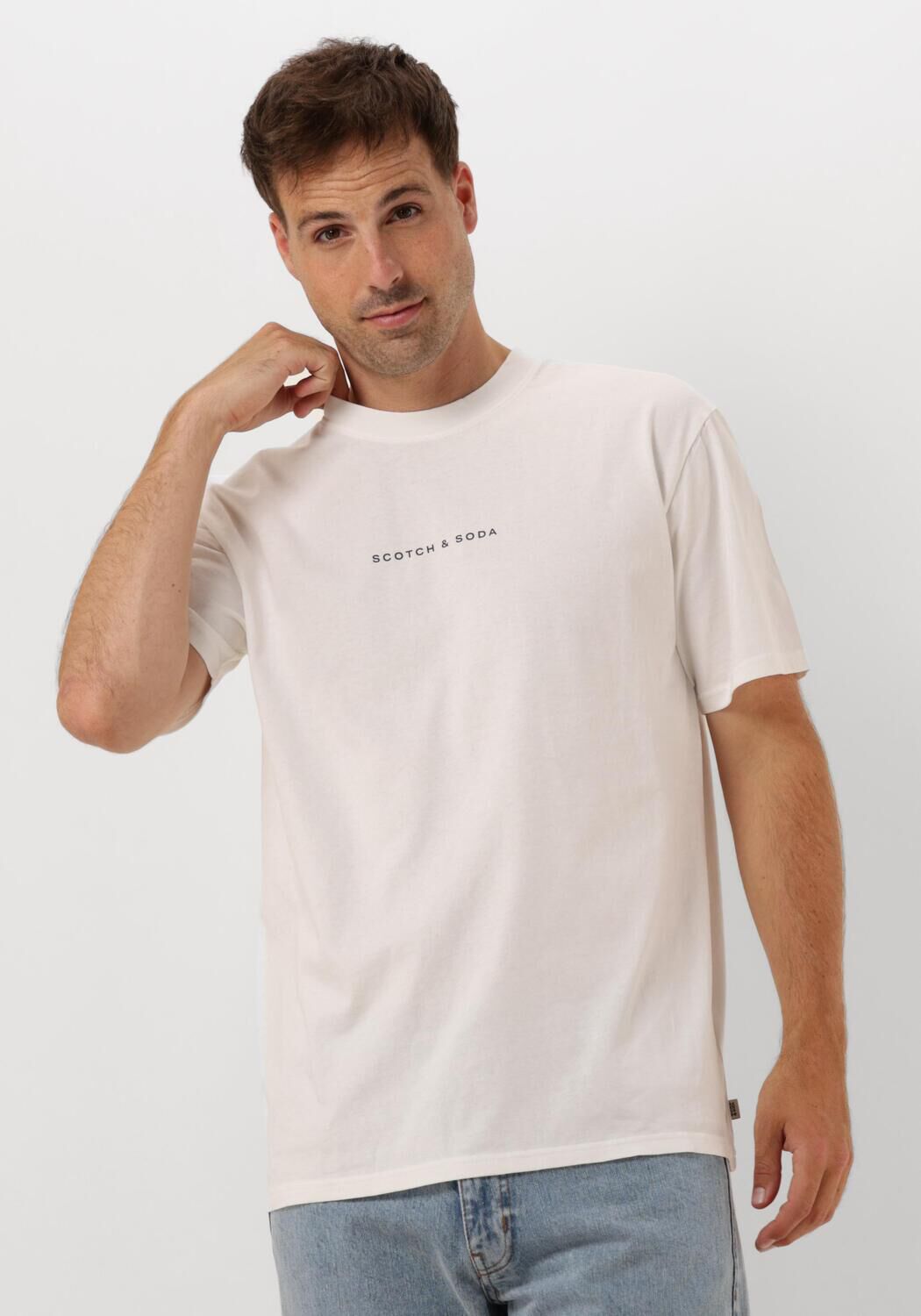 SCOTCH & SODA Heren Polo's & T-shirts Relaxed Fit Applique Artwork T-shirt Wit