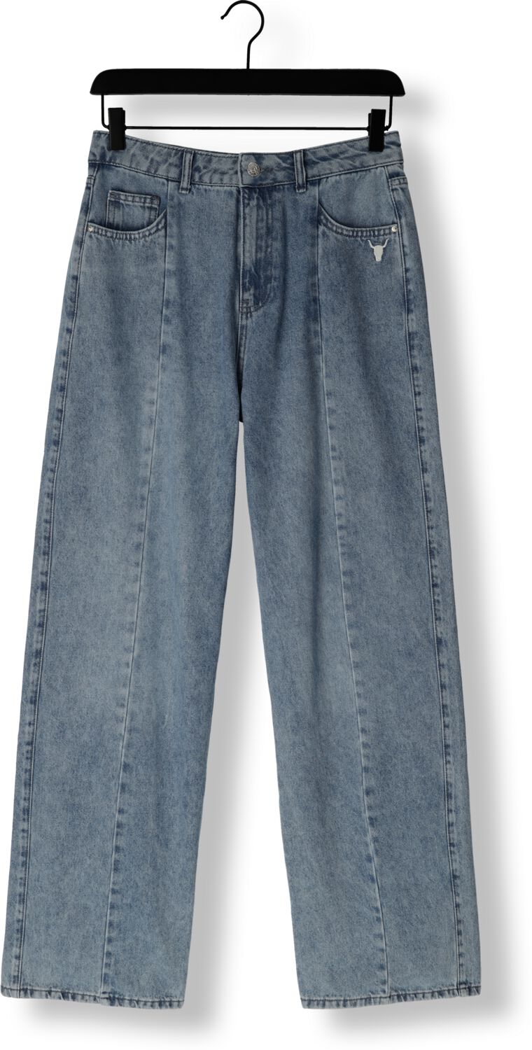 ALIX THE LABEL Dames Jeans Ladies Woven Soft Denim Wide Leg Pants Blauw
