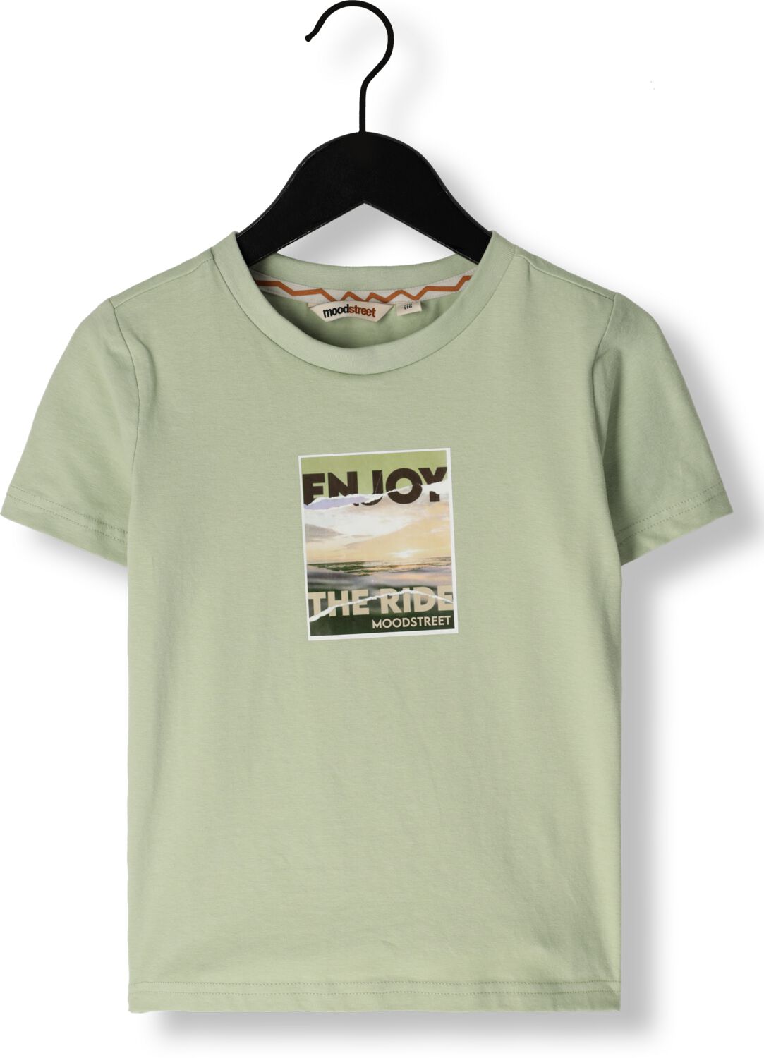 Moodstreet T-shirt met printopdruk lichtgroen Jongens Katoen Ronde hals 110 116