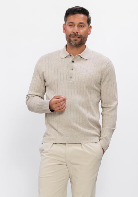 Beige PROFUOMO Trui POLO LS BEIGE AERO EASE RIB - large