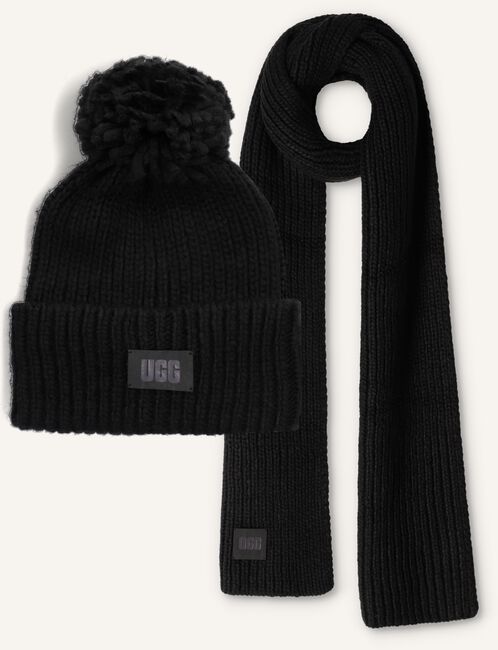 Zwarte UGG Muts CHUNKY RIB BEANIE KNIT POM SET Zwarte UGG Muts CHUNKY RIB BEANIE KNIT POM SET - large