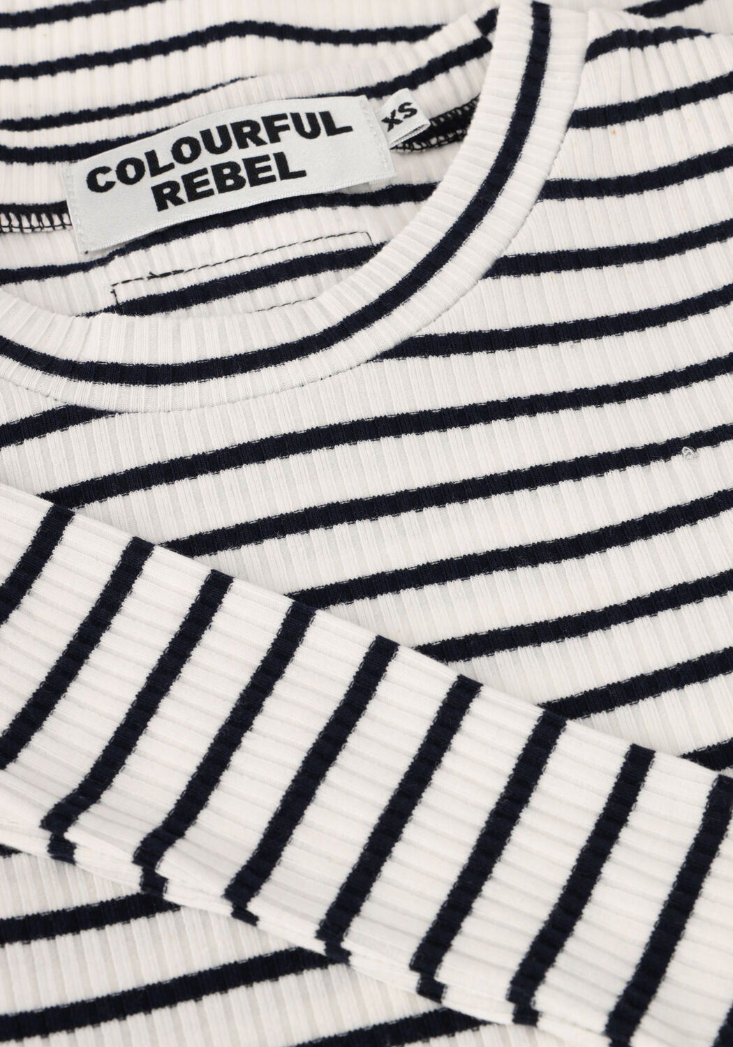Witte COLOURFUL REBEL T-shirt JESSIE STRIPE RIB LONG SLEEVE TOP - large