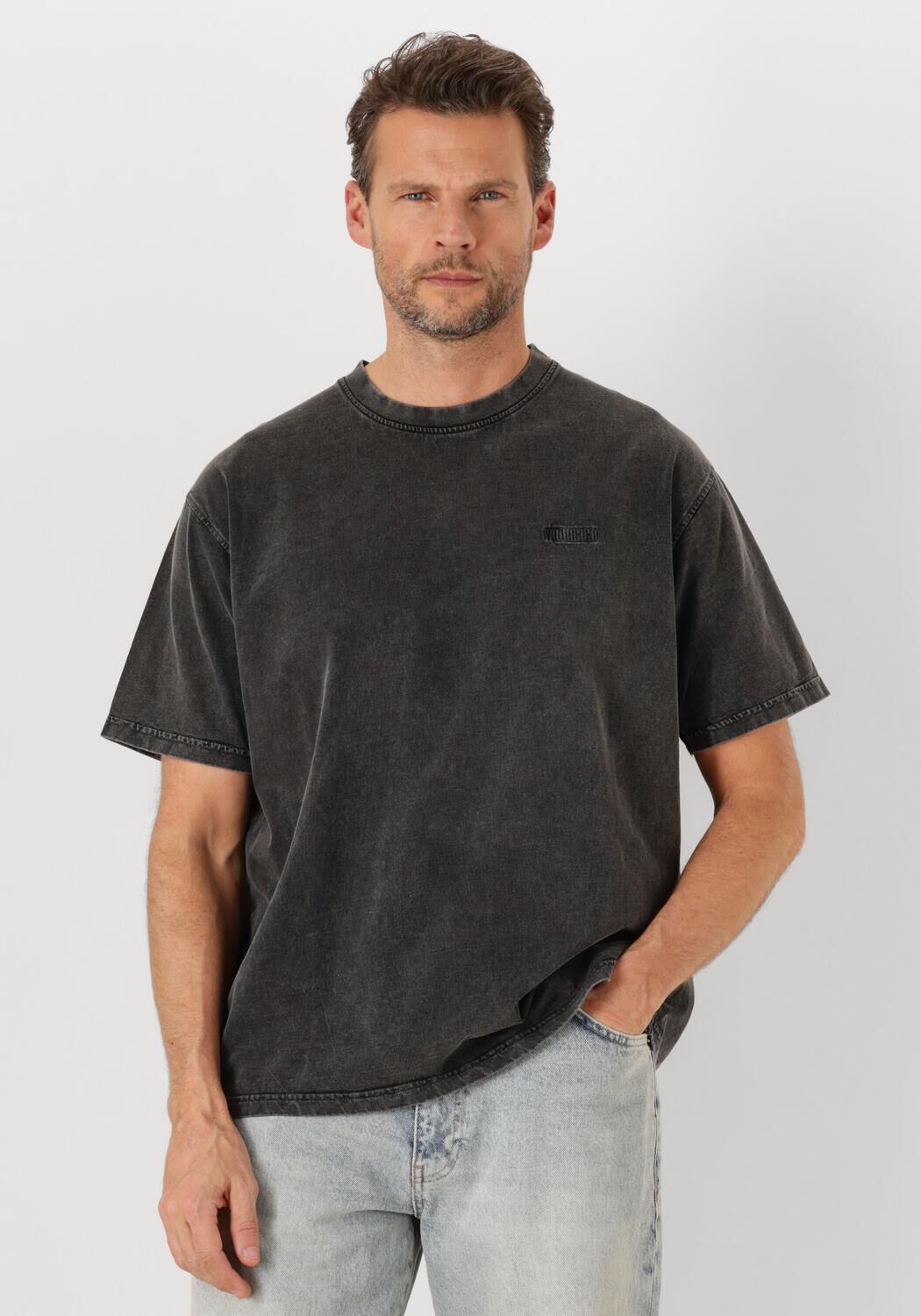 WOODBIRD Heren Polo's & T-shirts Wbbaine Washed Tee Donkergrijs