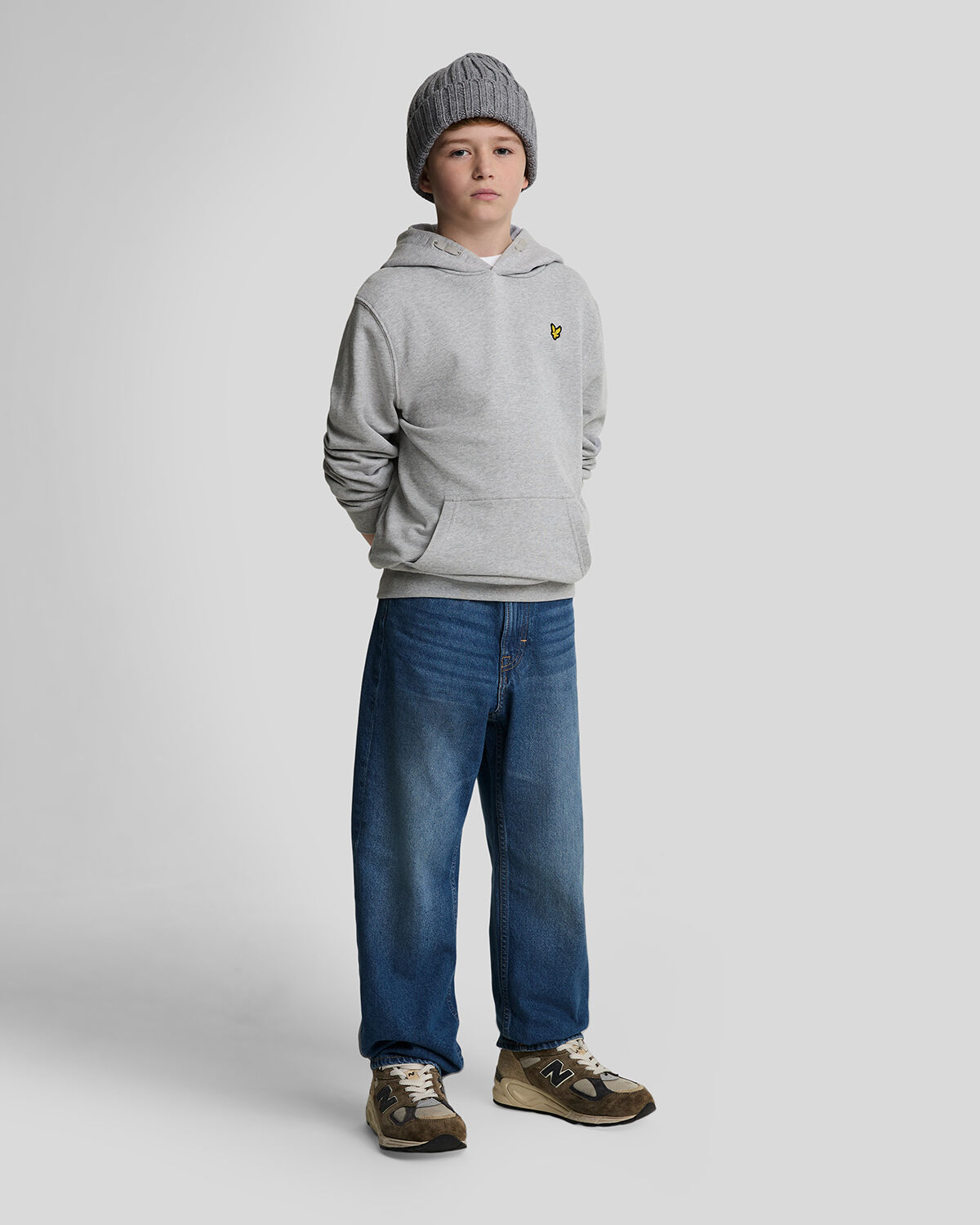 Lichtgrijze LYLE & SCOTT Sweater PULLOVER HOODIE BOYS - large