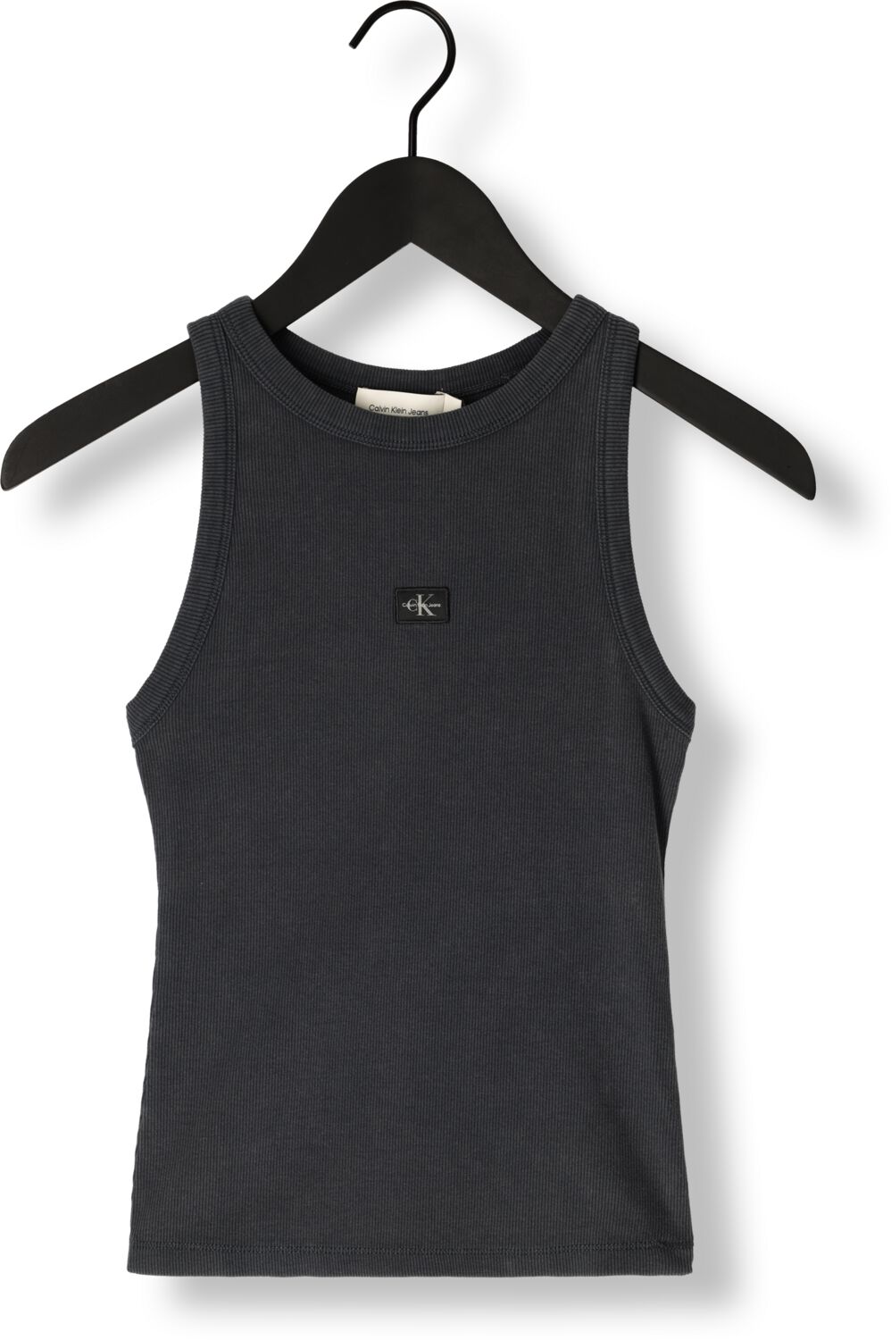CALVIN KLEIN Dames Tops & T-shirts Washed Woven Label Rib Tank Top Zwart