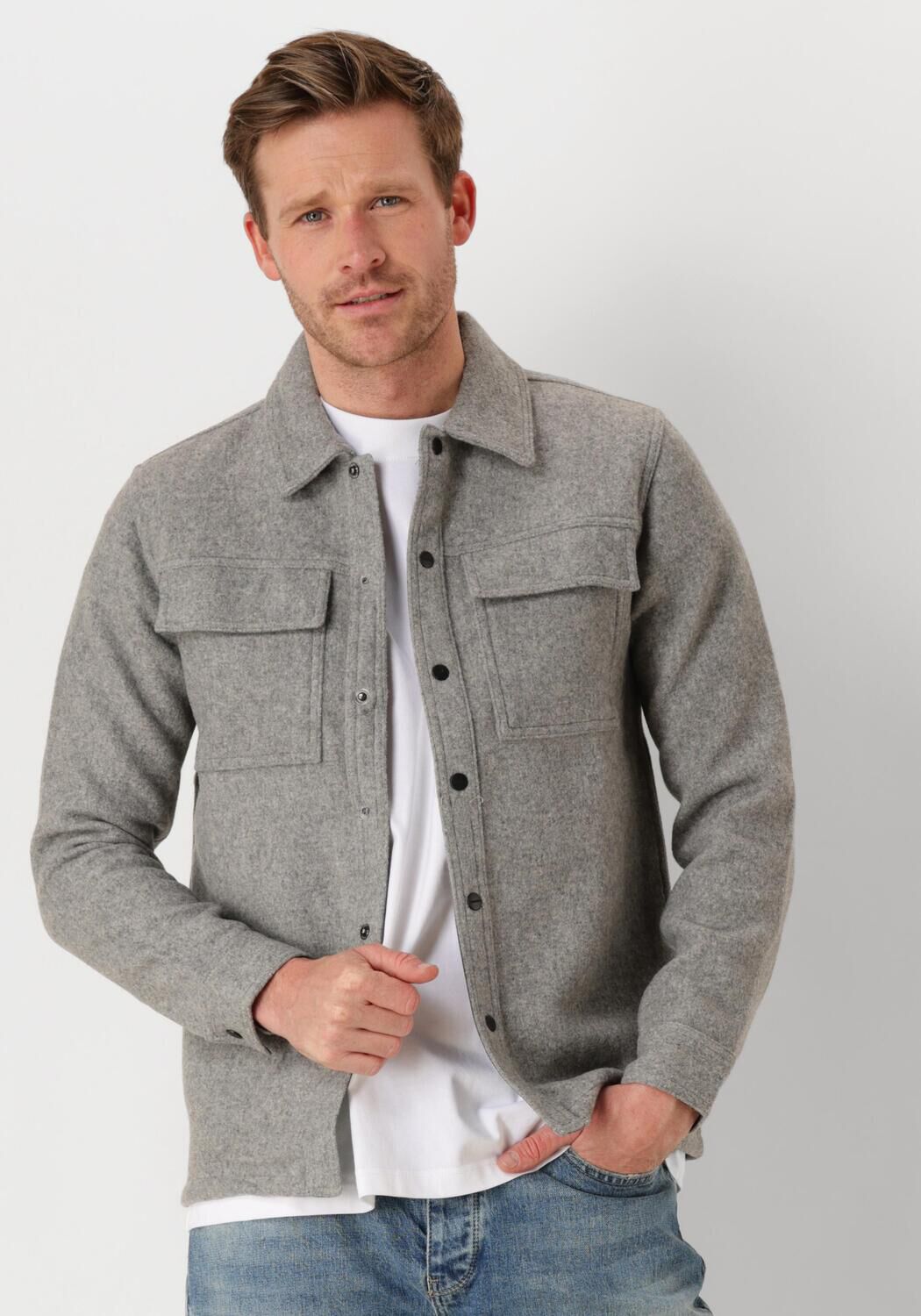 PURE PATH Heren Overshirts Regular Fit Shirts Over203 Grijs