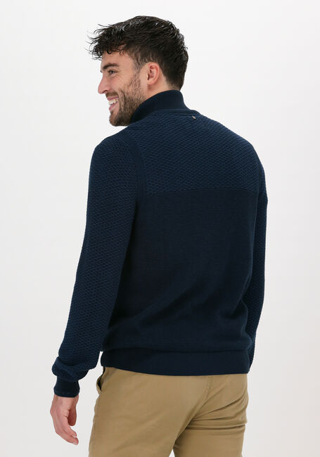 Donkerblauwe PME LEGEND Trui HALF ZIP COLLAR COTTON PLATED - large