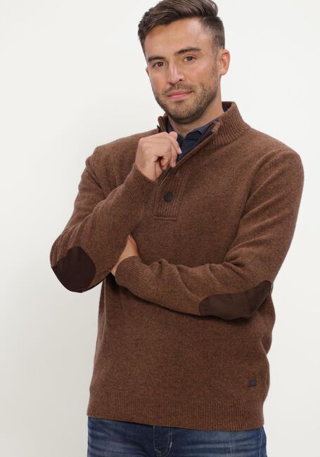 Beige BARBOUR Trui ESSENTIAL PATCH HALF ZIP KNITTED JUMPER - large