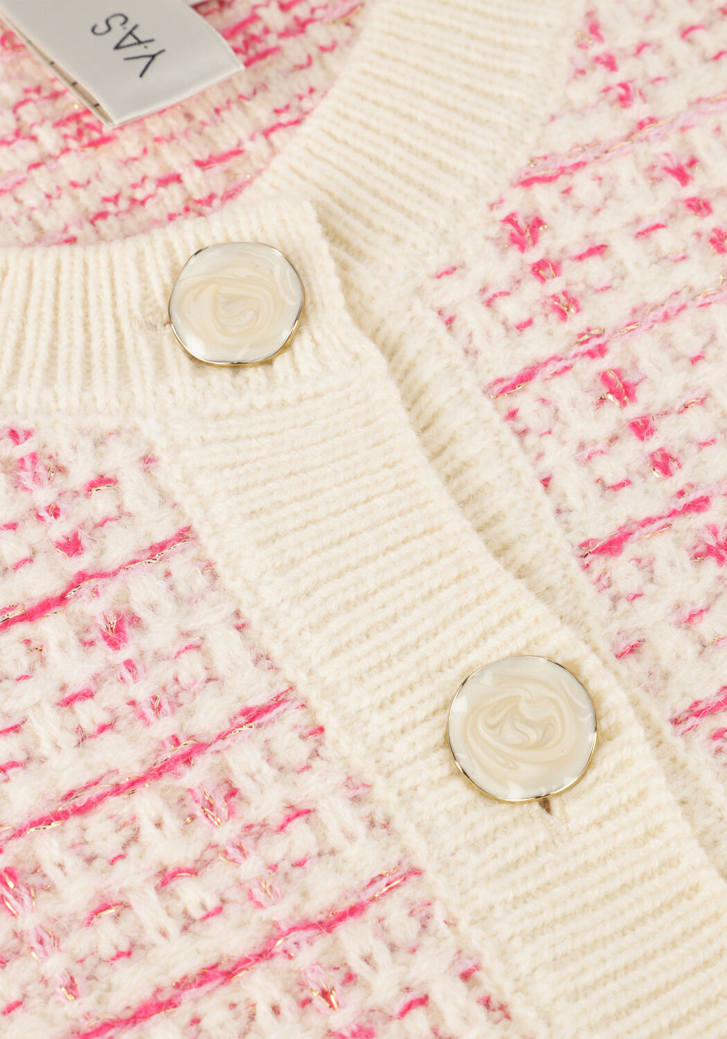 Roze Y.A.S. Vest YASLIVIA LS SHORT KNIT CARDIGAN - large