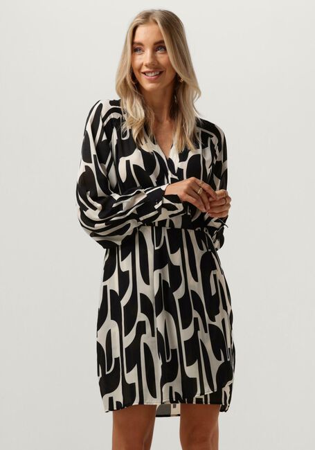Zwarte ANOTHER LABEL Mini jurk AZRA GRAPHIC DRESS L/S - large
