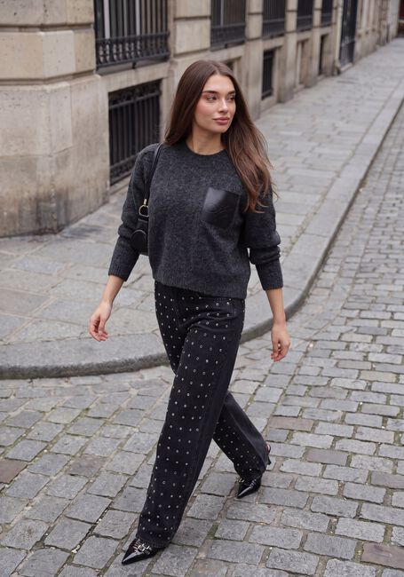 Zwarte HAUTE L'AMITI&Eacute; Straight leg jeans FLIP WAIST RIVET TALL JEANS - large