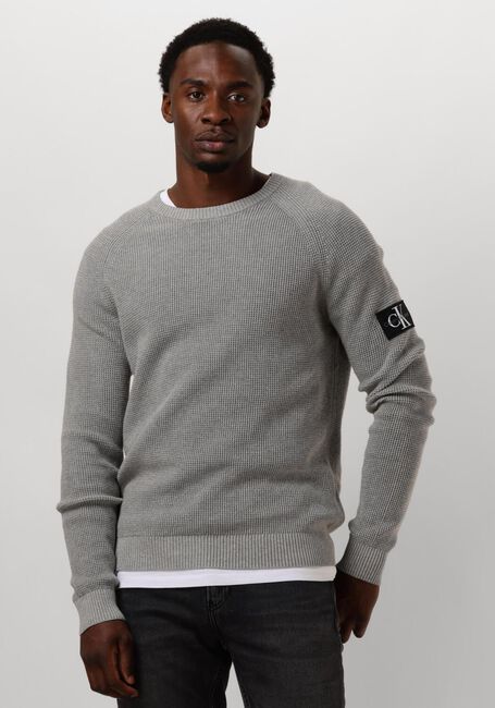 Grijze CALVIN KLEIN Sweater BADGE EASY SWEATER - large