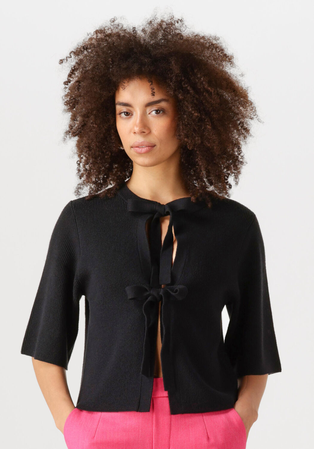 Zwarte OBJECT Top OBJULLA PARVI 2/4 KNIT CARDIGAN - large