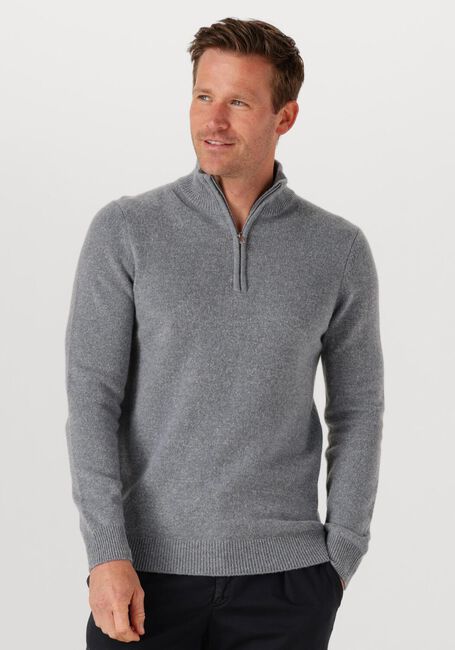 Grijze PROFUOMO Trui PULLOVER HALF ZIP WOOL BLEND - large