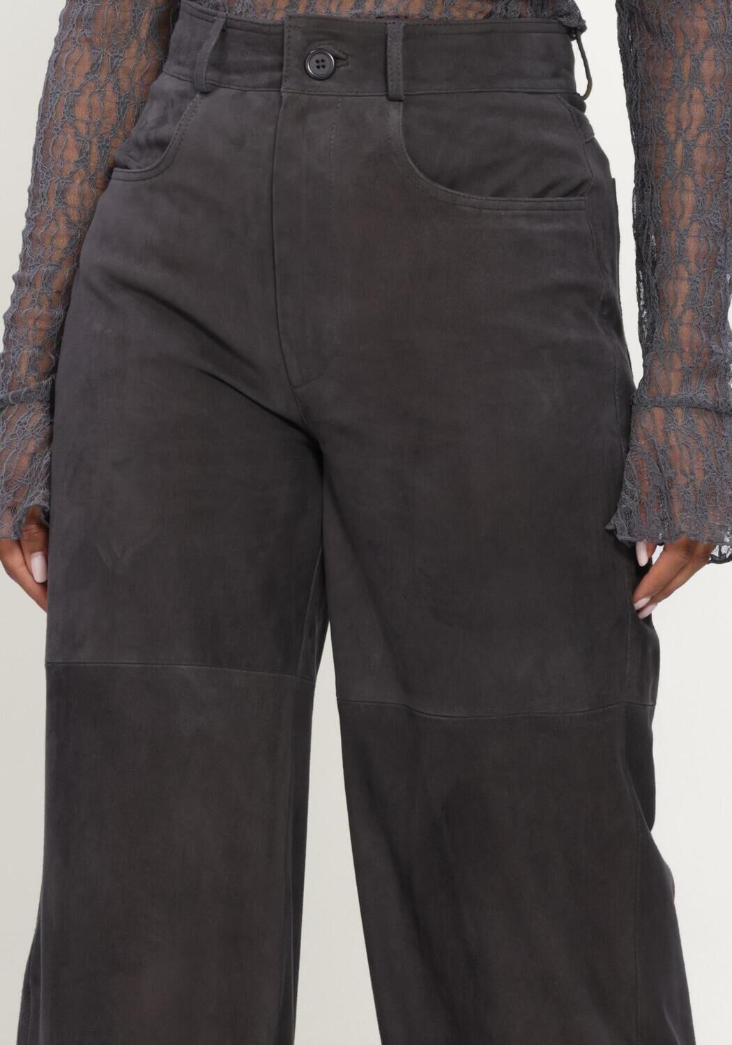 IBANA Dames Broeken Phinou Suede Donkergrijs