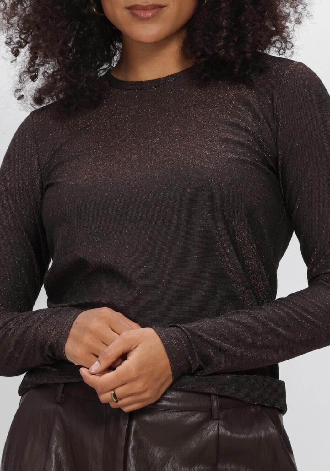Bruine SUMMUM Top BASIC TEE SOFT LUREX JERSEY - large