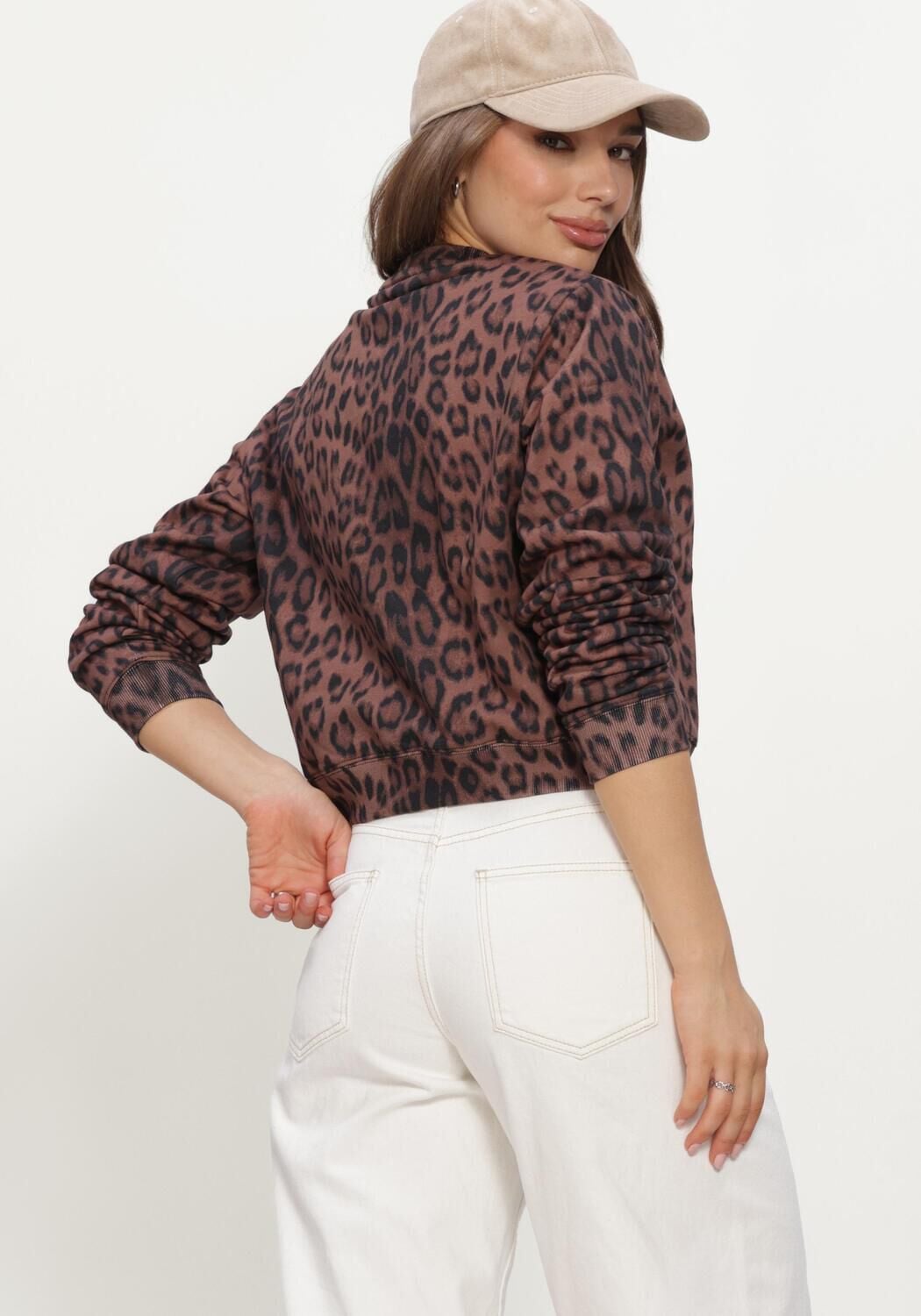 ALIX THE LABEL Dames Truien & Vesten Ladies Knitted Leopard Sweater Bruin