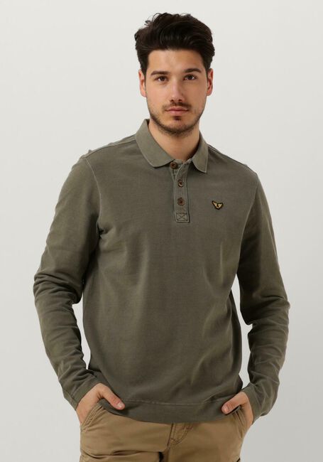 Olijf PME LEGEND Polo LONG SLEEVE POLO PIQUE GARMENT DYE - large