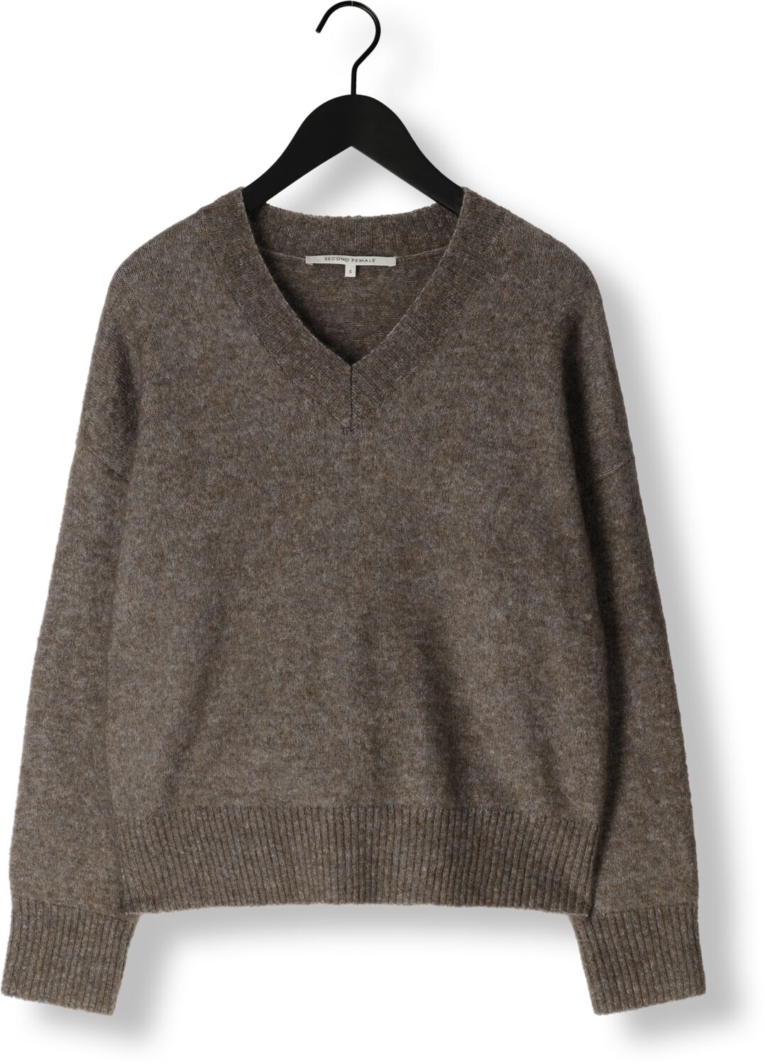 SECOND FEMALE Dames Truien & Vesten Brook Knit Loose V-neck Bruin