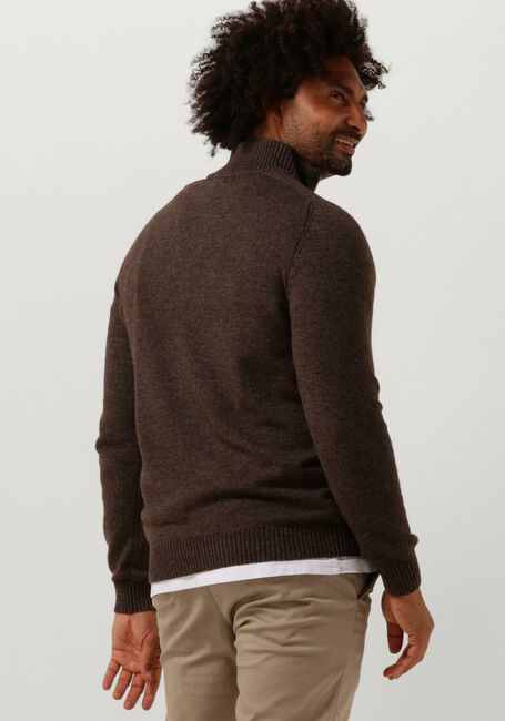 Bruine SELECTED HOMME Trui SLHREG DAN WOOL-MIX ZIP HIGH NECK OW - large