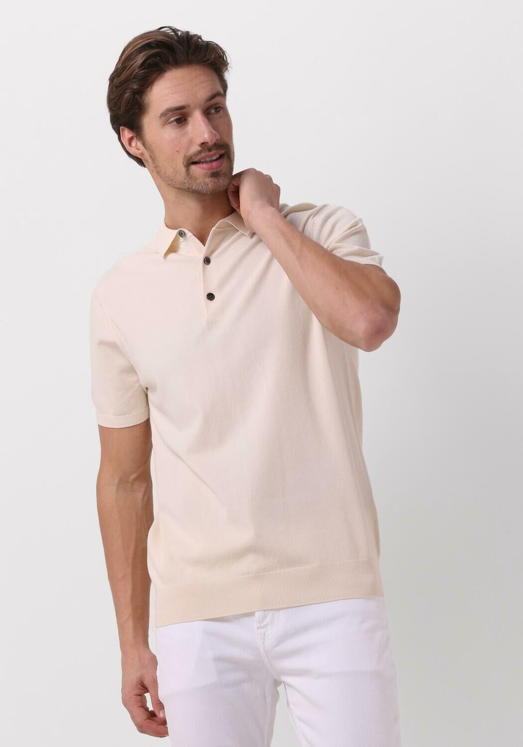 PROFUOMO Heren Polo's & T-shirts Polo Short Sleeve Gebroken Wit