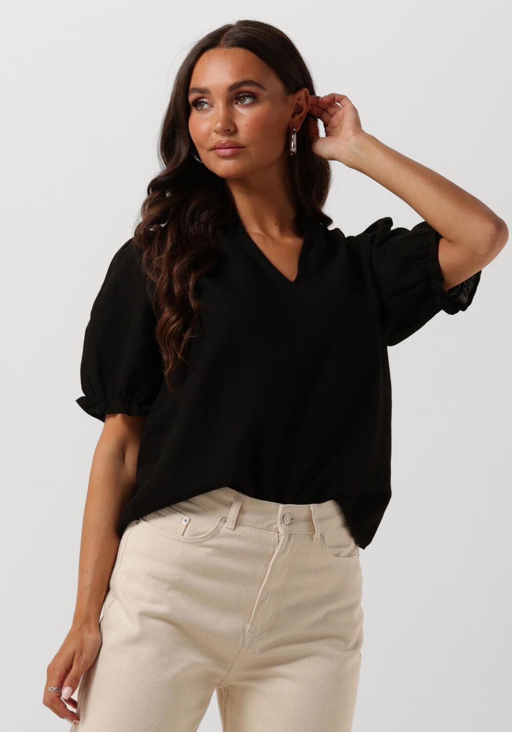 NEO NOIR Linnen Blouse Stijlvolle Toevoeging Black Dames
