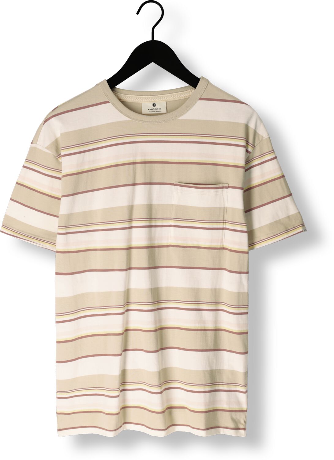 ANERKJENDT Heren Polo's & T-shirts Akkikki S s Stripe Tee Beige