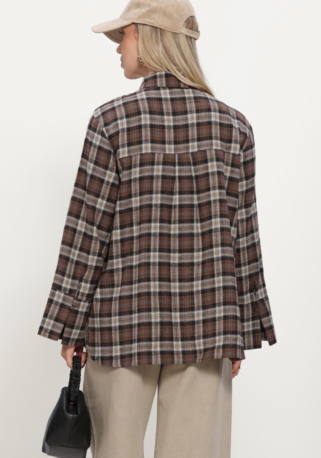 Taupe NEO NOIR Blouses DITA FLANNEL CHECK SHIRT - large