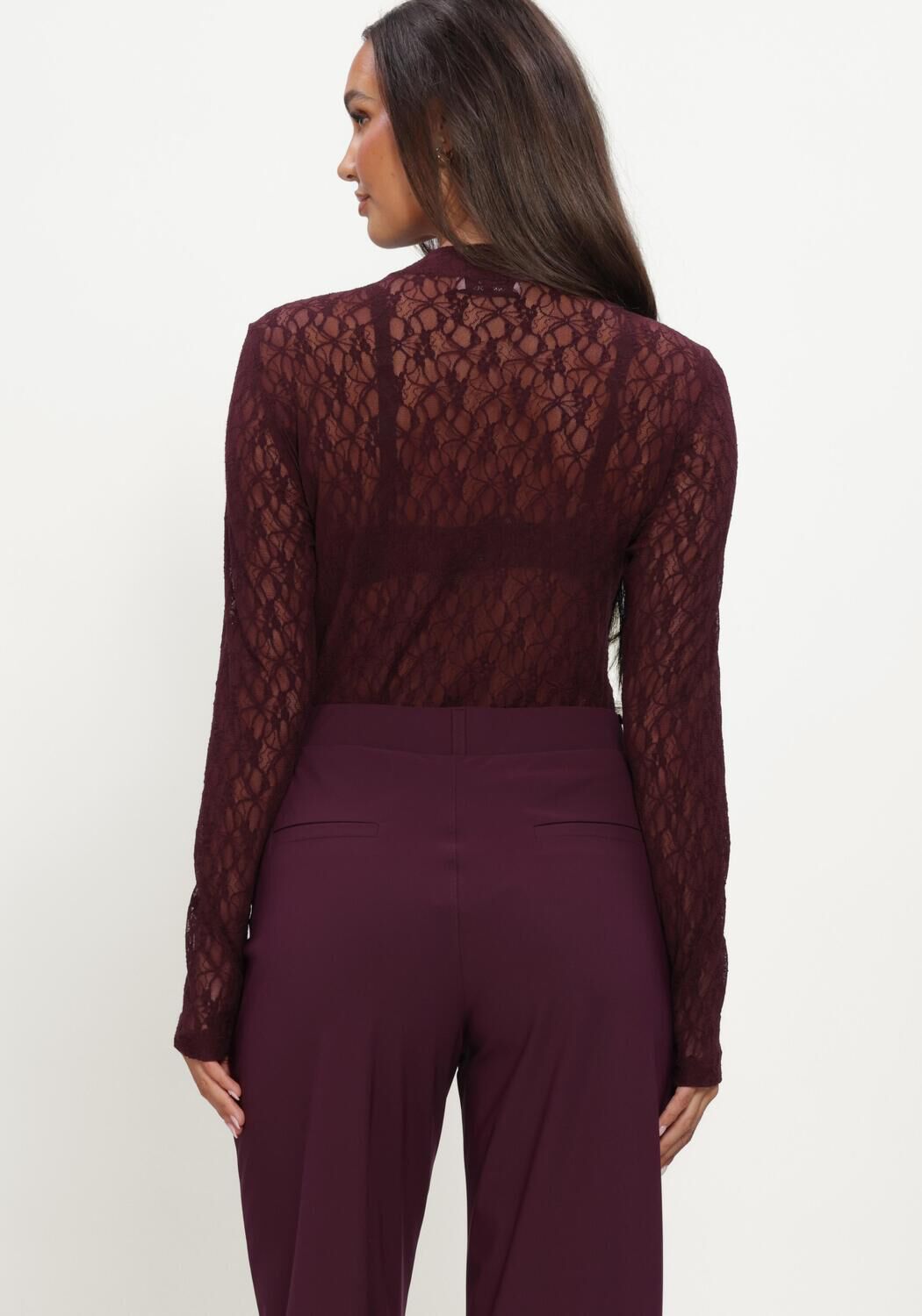 Bordeaux STUDIO ANNELOES Top Reagan lace col top - large