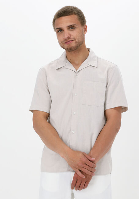 Beige SELECTED HOMME Casual overhemd SLHRELAXTIGER SHIRT SS STRUCTURE M - large