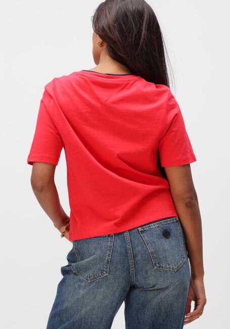 Rode TOMMY JEANS T-shirt TJW BXY TOMMY APPLIQUE SS TEE - large