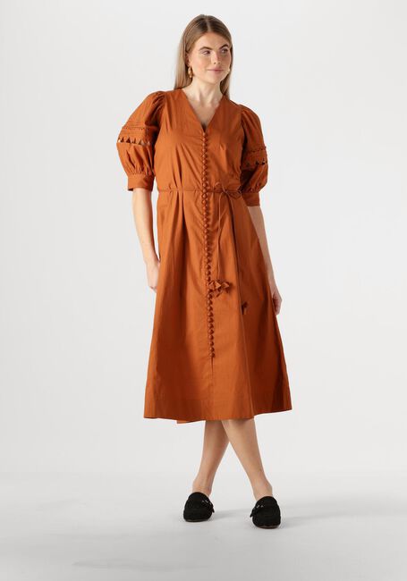 Bruine SCARLETT POPPIES Midi jurk FLEURETTA MIDI DRESS - large