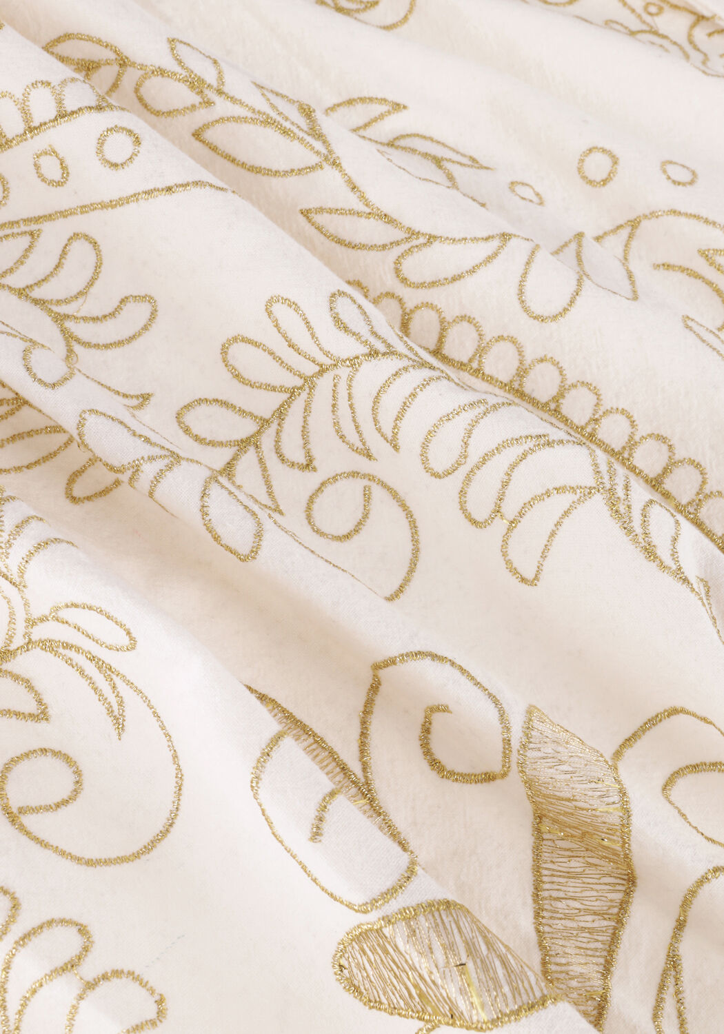 Witte SUMMUM Mini jurk DRESS GOLD EMBROIDERY COTTON LINEN - large