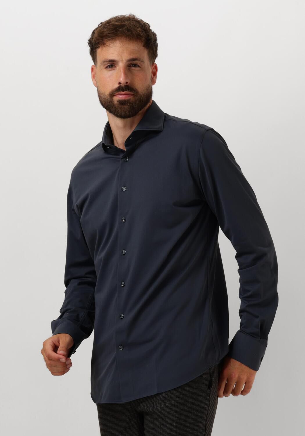 PROFUOMO Heren Overhemden Shirt X-cutaway Sc Sf Japanese Knitted Donkerblauw
