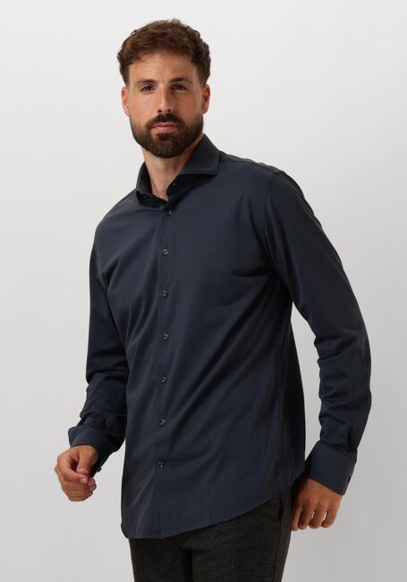 Donkerblauwe PROFUOMO Klassiek overhemd SHIRT X-CUTAWAY SC SF JAPANESE KNITTED - large