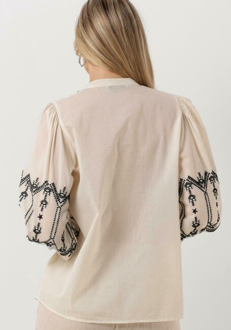 Gebroken wit SUMMUM Blouses TOP COTTON VOILE WITH CONTRAST COLER EMBROIDERY - large