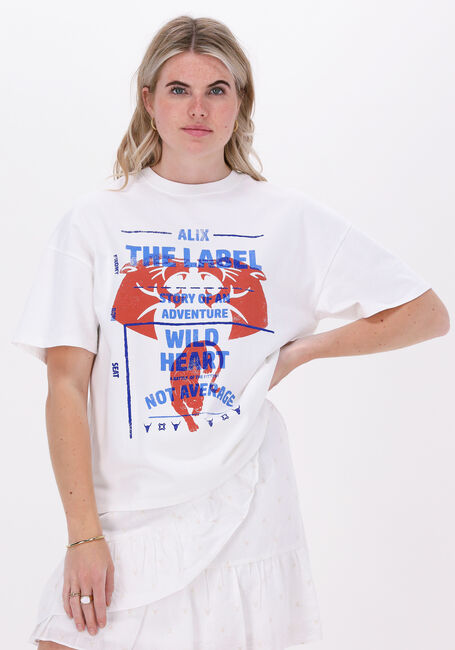 Witte ALIX THE LABEL T-shirt KNITTED PASTEL PANTER T-SHIRT - large