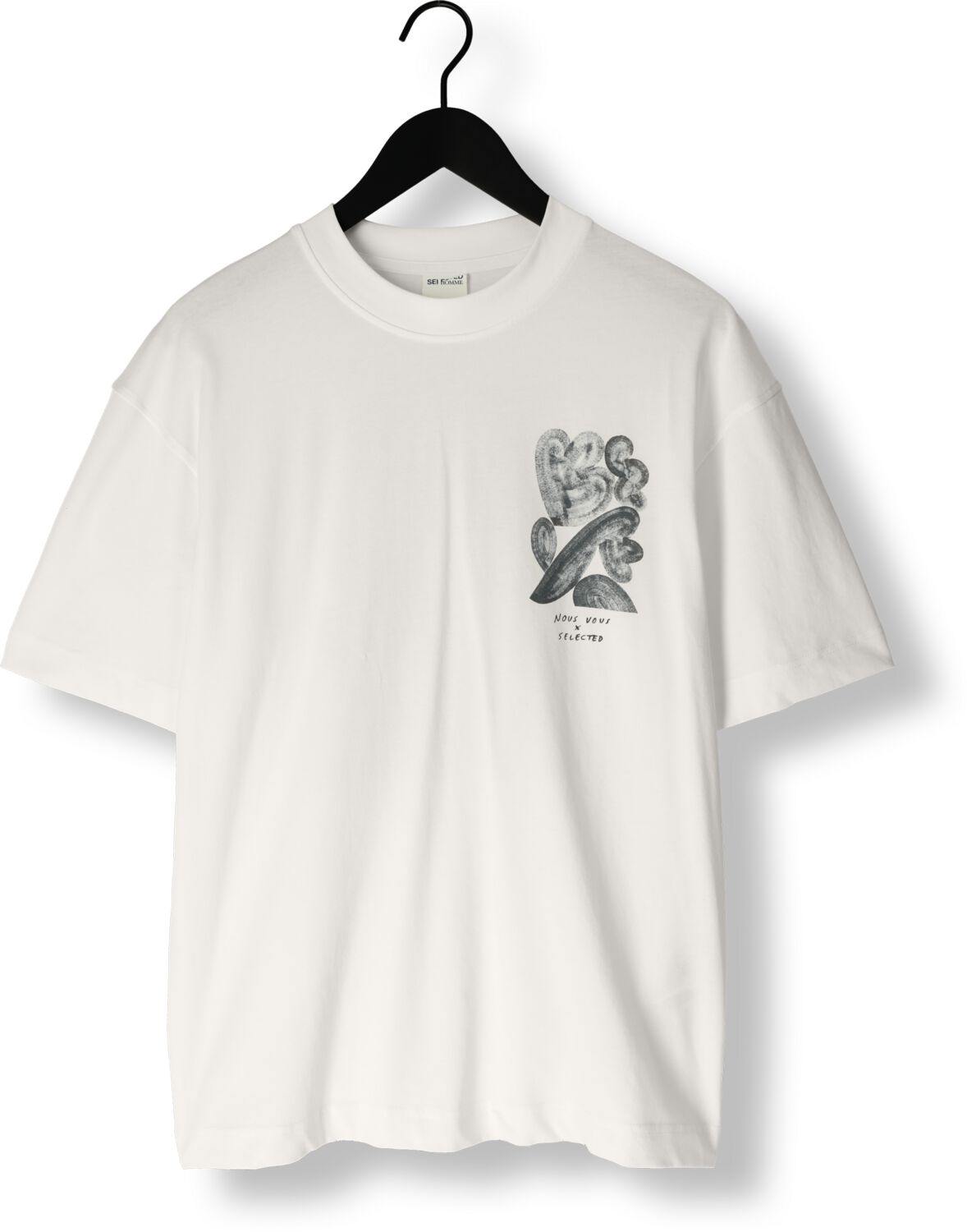 SELECTED HOMME Heren Polo's & T-shirts Slhrelaxwill License Ss O-neck Tee Gebroken Wit