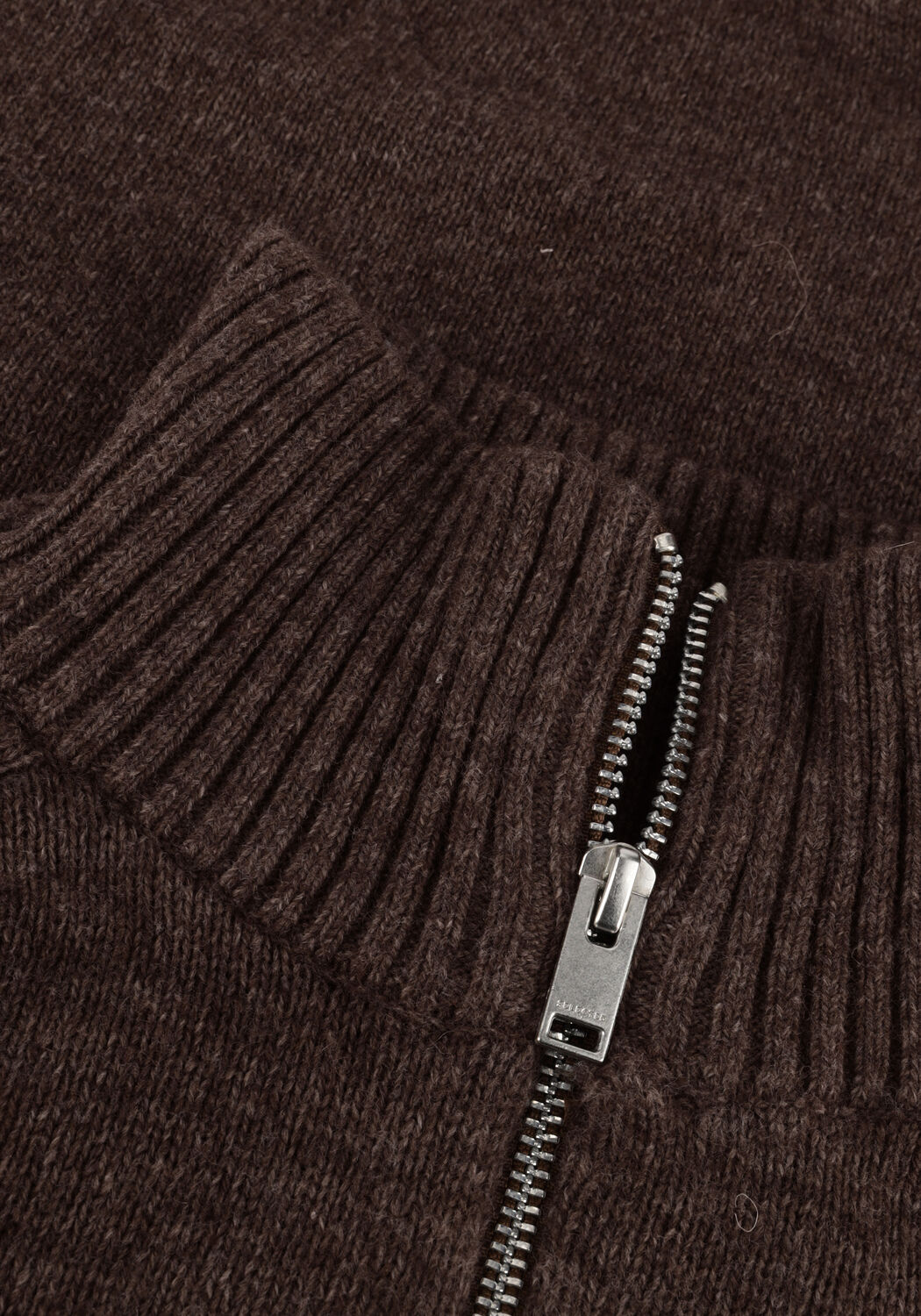 Bruine SELECTED MEN Trui SLHREG DAN WOOL-MIX ZIP HIGH NECK OW - large