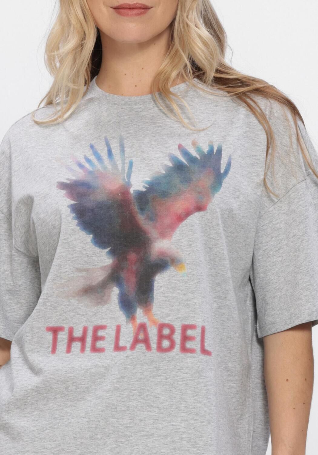 Lichtgrijze ALIX THE LABEL T-shirt LADIES KNITTED FADED EAGEL T-SHIRT - large