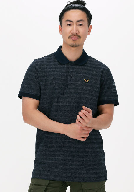Donkerblauwe PME LEGEND Polo SHORT SLEEVE POLO JACQUARD PIQUE - large