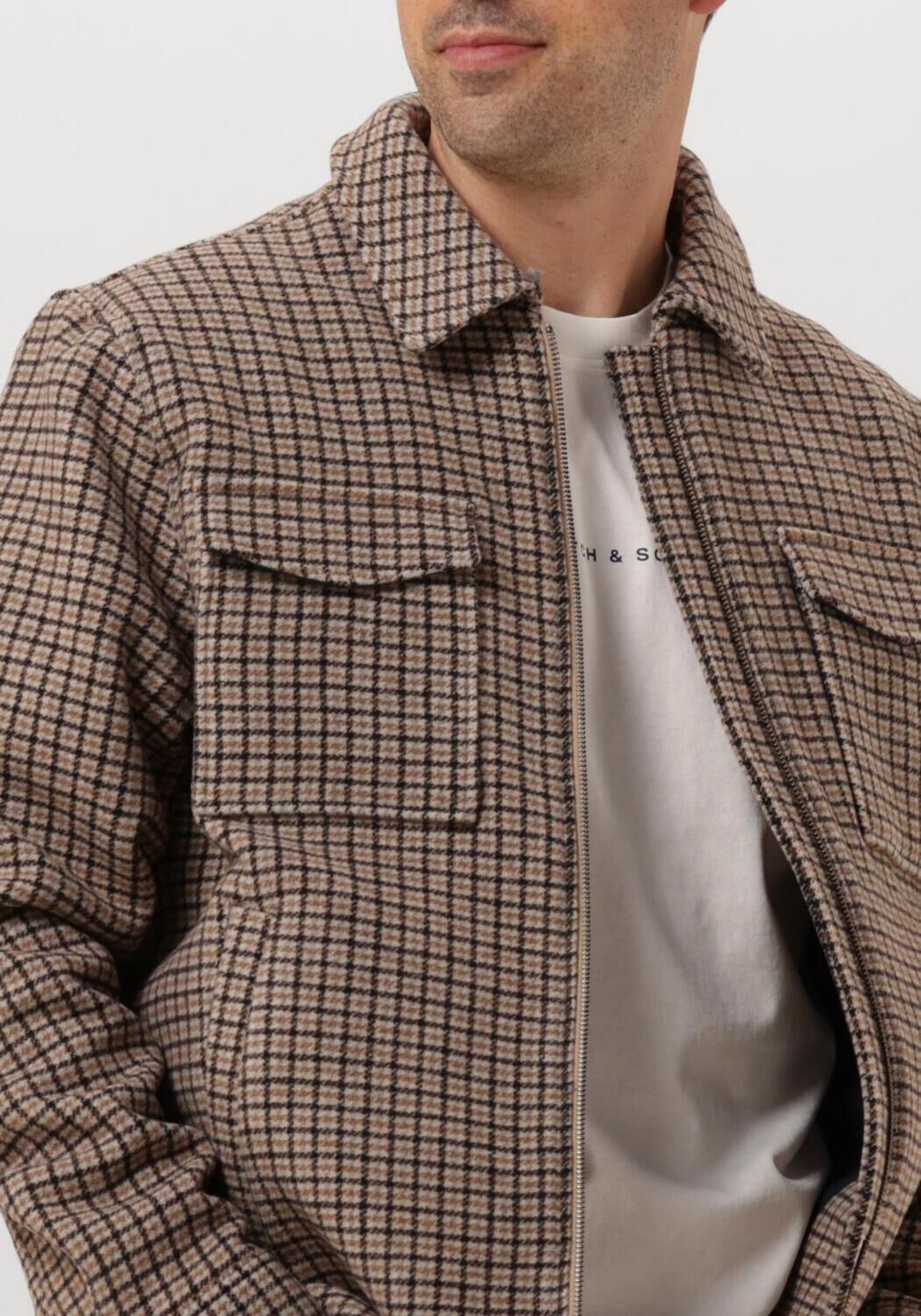 SCOTCH & SODA Heren Jassen Wool Blend Zip-thru Overshirt Beige