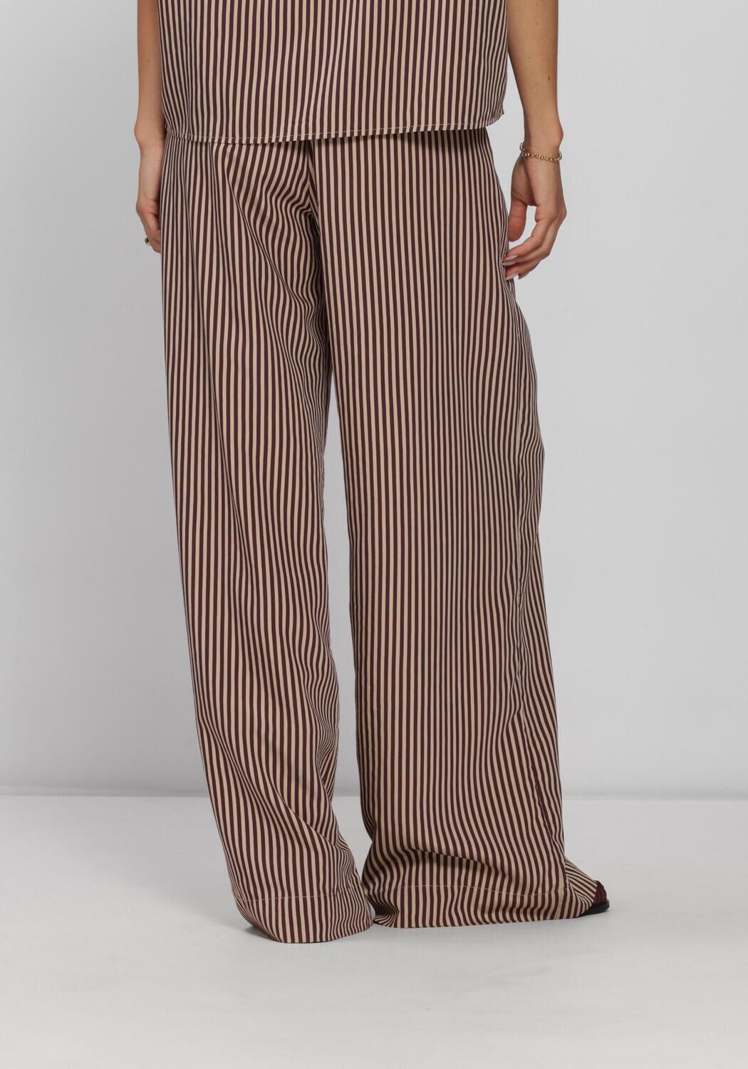Beige BY-BAR Wijde broek CELIN STRIPE PANTS - large