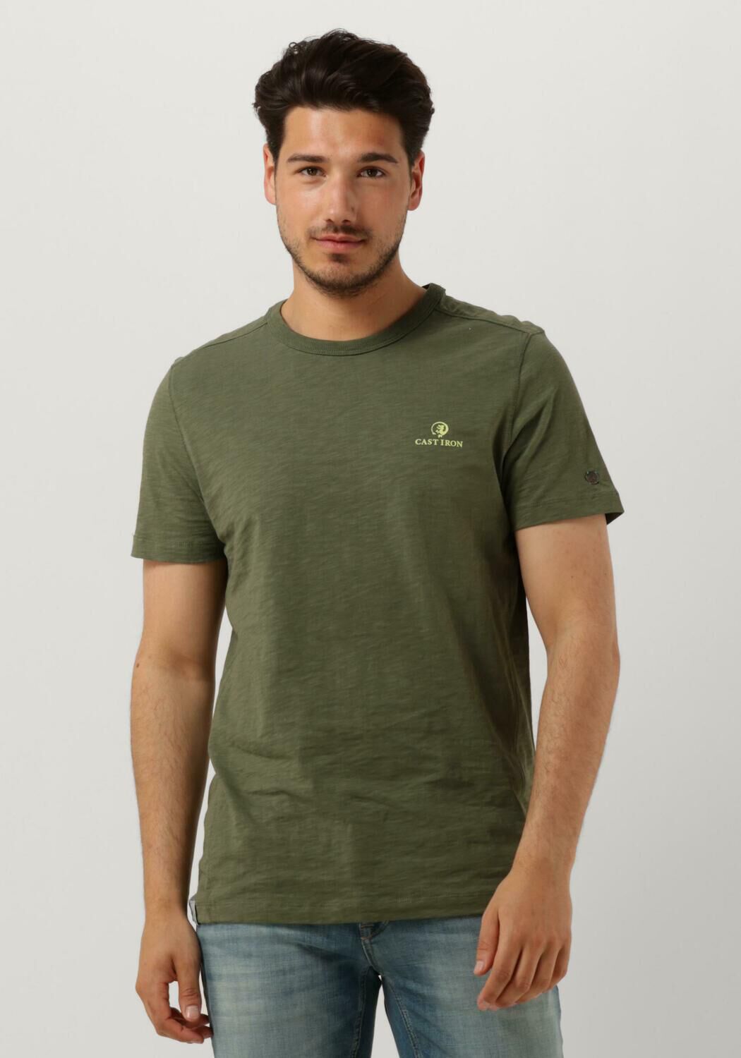 groene cast iron t shirt short sleeve r neck slub jersey