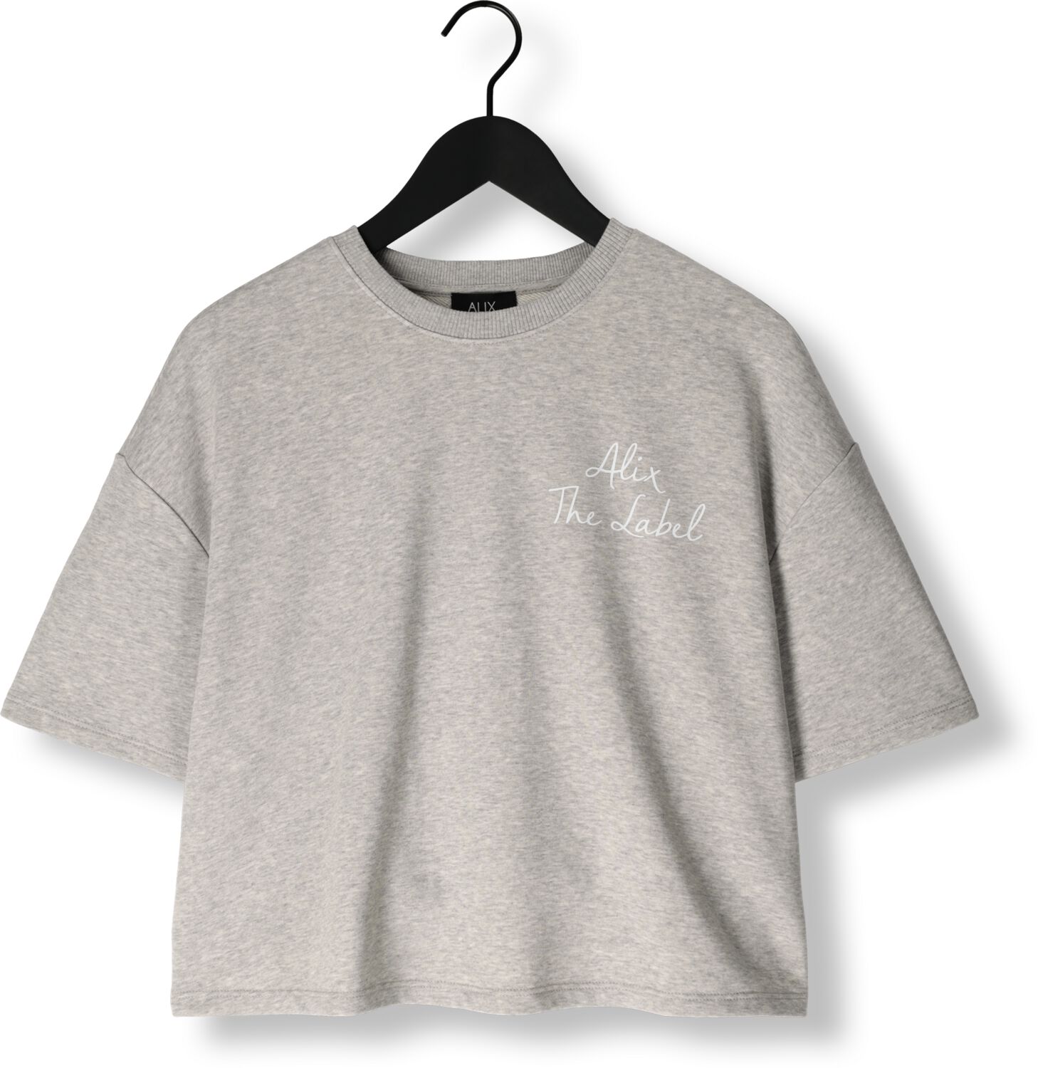 ALIX THE LABEL Dames Tops & T-shirts Ladies Knitted Sweat T-shirt Lichtgrijs